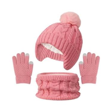 Imagem de Conjunto De Gorro, Cachecol E Luvas De Inverno Para Crianças, Forro De
