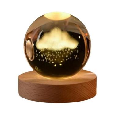 Imagem de Luz Noturna Em Forma De Planeta 3D Com Bola De Cristal 6/8cm, Globo Do