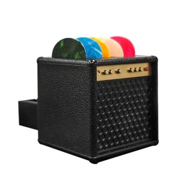 Imagem de Estojo de armazenamento de palheta de guitarra retrô, design de amplificador de guitarra de textura de couro sintético com palhetas de 12,7 x 0,1 cm (cores aleatórias). Palitos de lojas de gaveta