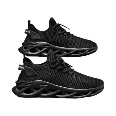 Imagem de Tênis Esportivos Masculinos Pretos Respiráveis E Leves Em Malha Para C