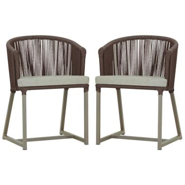 Imagem de 2 Cadeiras De Jantar Noronha Fendi Corda Náutica E3 Trama Marrom