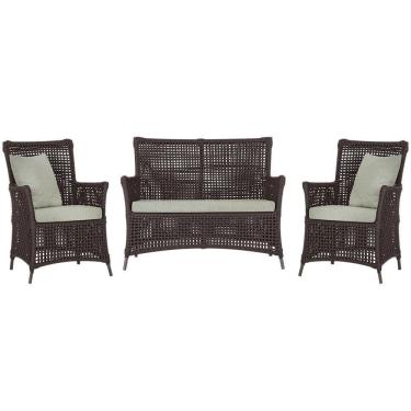 Imagem de Jogo Sofá E 2 Poltronas Igapó Alumínio Marrom E3 Trama Marrom