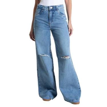 Imagem de Calça Jeans Sawary Wide Leg - 281943 - Azul médio 42, Azul, 42