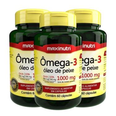 Imagem de Kit 3 Ômega 3 Óleo de Peixe 60 Cápsulas 1000mg Maxinutri