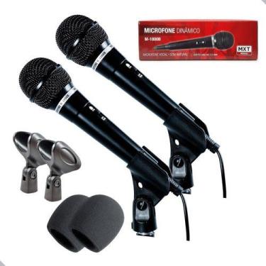 Imagem de Kit 2 Microfone com Fio C/ Chave Mxt M1800b + Cachimbo e Espuma