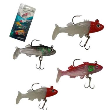 Imagem de Isca Artificial 4 Peixes Pesca Soft Shad Pescaria Lambari Robalo Tucunare Tainha Mar Açude Rio Lago
