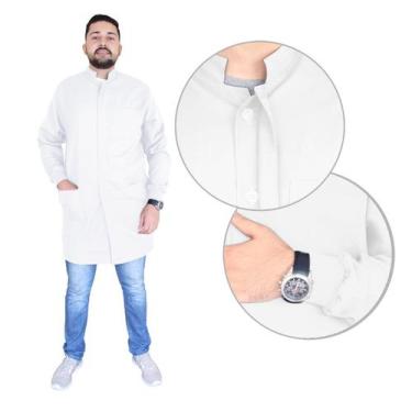 Imagem de Jaleco Masculino Gabardine Gola Padre e punho Ótimo Conforto - Califór