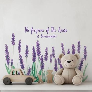 Imagem de Adesivos de parede Flor de lavanda com citação inspiradora 25x70cm - y
