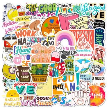 Imagem de Pacote de adesivos Motivational Phrase 50 unidades Pink Aesthetic Vi -