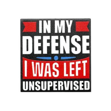 Imagem de Brooch Pin Funny Quote Square Enamel Lapel In My Defense - yiweisai