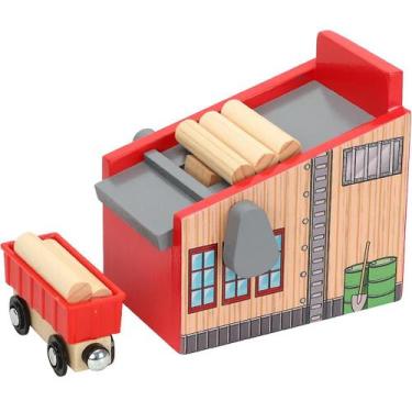 Imagem de Kit de trilhos de trem Toy Blue Wooden Lumber Yard Blocks - Gloome Sto