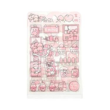Imagem de Pacote De Adesivos Decorativos PET Rosa Kawai 4 Peças Para Scrapbookin