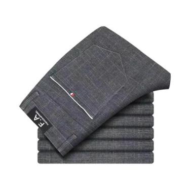 Imagem de Calças Casuais Slim Fit Estilo Clássico Masculino Listradas E Xadrez E