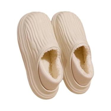 Imagem de Chinelos De Inverno Femininos Quentes E Impermeáveis, Listrados, De Al