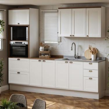 Imagem de Armário de Cozinha Modulada 2,70m 9 peças Iluminata Genialflex, Branco