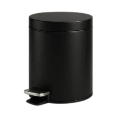 Imagem de Lixeira Matte 5 Litros Preta Em Aço Inox Banheiro Cozinha - CAMESA