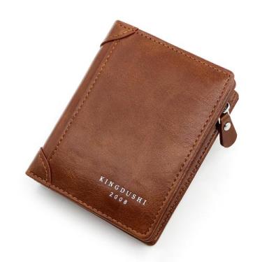 Imagem de Carteira Masculina Em Couro Com Antifurto Kingdushi Medidas 12 cm x 9,