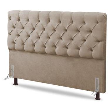 Imagem de Cabeceira Cama Box Casal Lylla 140cm Capitonê com Frame Suede Bege - D