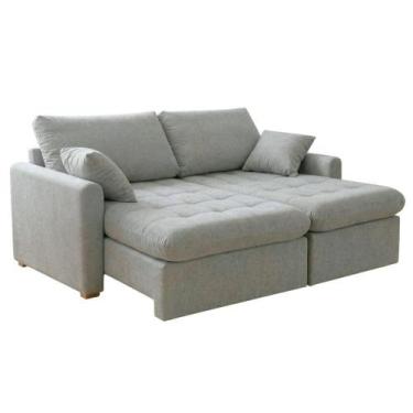 Imagem de Sofá Cama Retrátil 3 Lugares 2,10m Com Almofadas Granada Cinza - ESTOF