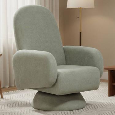 Imagem de Poltrona de Amamentação Fixa Base Cone Dolce D02 Bouclê Verde Oliva C-199 - Lyam Decor