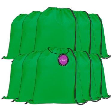 Imagem de Kit 10x Mochila tipo Saco Gym Sack em Nylon Dinky TopGet, Verde