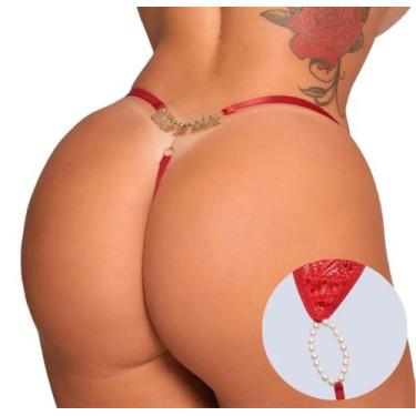 Imagem de Fio Dental Tailandesa Vermelho Strass Frases Tallyta, Safada
