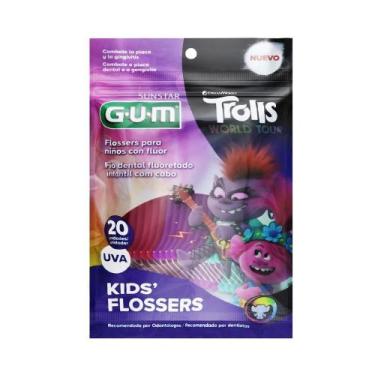 Imagem de Fio Dental Infantil com Cabo Flosser Trolls Gum 20 unidades - SUNSTAR 