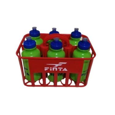 Imagem de Kit Cesta C/6 Squeeze Plástica Finta 500ml Verde + Suporte Finta Verme