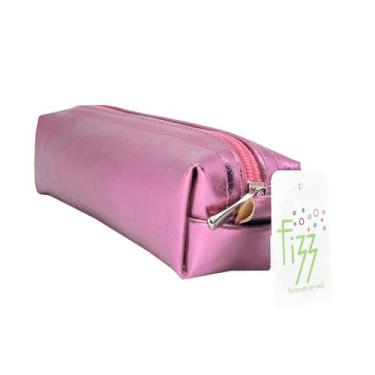 Imagem de Estojo bau simples metalizado texturizado Fizz, Rosa