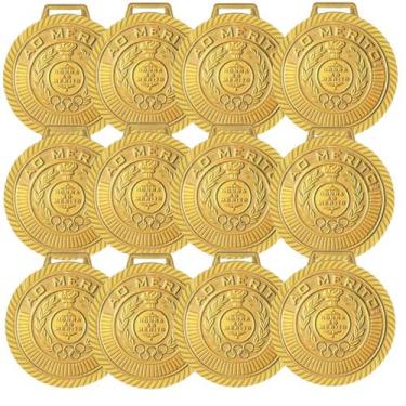 Imagem de Kit com 36 Medalhas Rema Honra Ao Mérito 40mm Com Fita Cor Ouro 4440