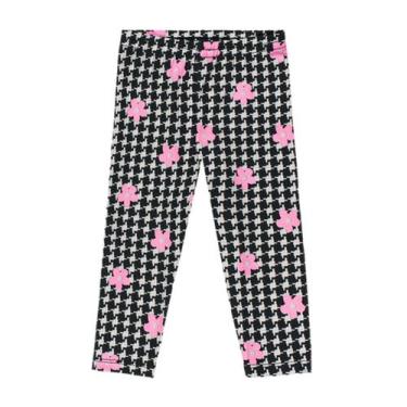 Imagem de Calça Legging Infantil Feminino em Cotton Estampadas Kyly, Flores rosa