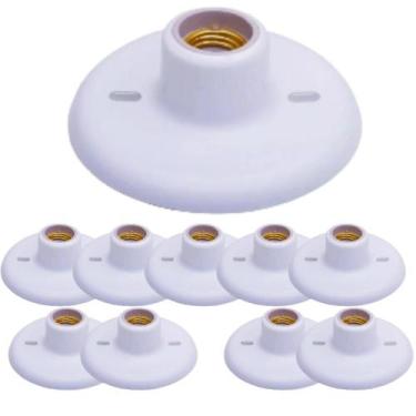 Imagem de Kit 10 plafon suporte lampada bocal branco porcelana - DIVERSAS