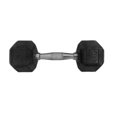 Imagem de Halter Sextavado Injetado com Pegada Cromada 4,0kg Ferro Fundido para Musculação Anilhas Fitness