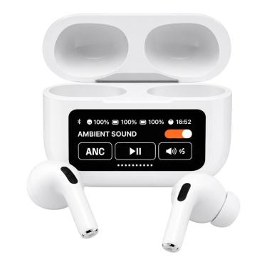 Imagem de Fone de Ouvido sem Fio MDM Earbuds com Visor Touch Bluetooth 5.3 Modo Gamer e Anc Branco