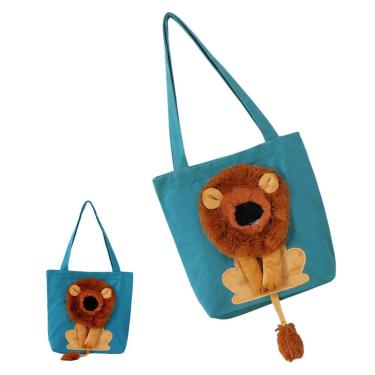 Imagem de Bolsa de Transporte para Pets Leva Pra Malhar BSL3905 Cães e Gatos Náilon Estampa Leão Azul