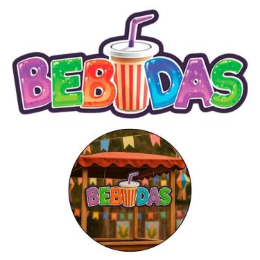 Imagem de Placa Decorativa Festa Junina para Barracas Tipo Bebidas em Papel Cartão 20CM X 45CM NC Toys