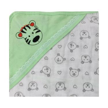 Imagem de Toalha Fralda Com Capuz Para Bebê Algodão Menino ou Menina - Let Baby 