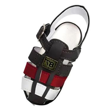 Imagem de Sapatinho de Bebê Sandália Chinelo de Bebe Preta Vermelha Sapato Calça