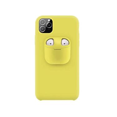 Imagem de Capinha capa para iPhone 11 Pro Max Silicone 2 em 1 Suporte para AirPods 1 2, Amarelo