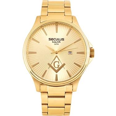 Imagem de Relógio Seculus Masculino Ref: 44016gpsvda1 Dourado Maçonaria