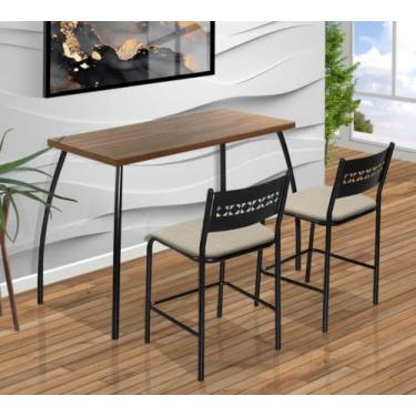 Imagem de Mesa de Parede 100x50 Apartamento Pratica Com 2 Banquetas Fit