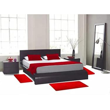 Imagem de Tapete Para Quarto Kit 3 Peças Pelo Macio Beira De Cama (Vermelho)