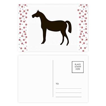Imagem de Cartão postal de aniversário com estampa de cavalo preto, Natal, flor de Natal, celebração, cartão postal de bênção