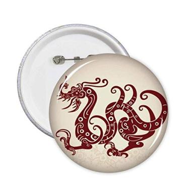 Imagem de Broche de retrato de animal dragão chinês com emblema de botão para decoração 5 peças