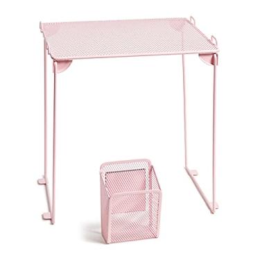 Imagem de U Brands Kit de organização de armário de malha blush, inclui copo magnético e prateleira dobrável, 2 peças