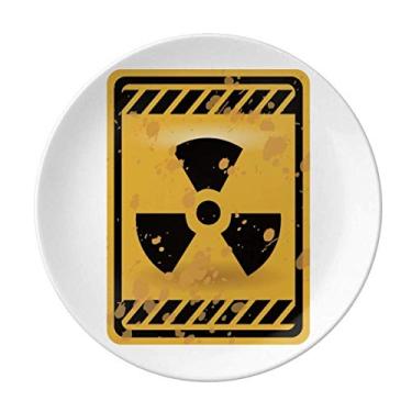 Imagem de Logotipo Radioativo e Substâncias Perigosas Placa Sem Entrada Decorativa Porcelana Salver Prato de Jantar
