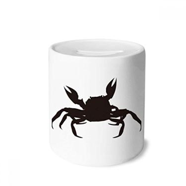 Imagem de DIYthinker Caixa de moedas de cerâmica de caranguejo illastrato de caranguejo preto para presente de cofrinho