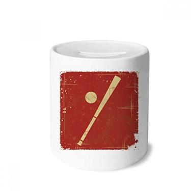 Imagem de DIYthinker Ilustração de beisebol esportiva estampa vermelha caixa de dinheiro caixa de cerâmica porta-moedas presente de cofrinho