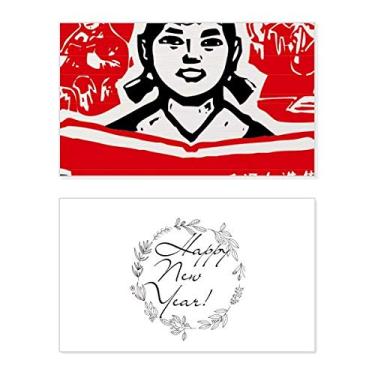 Imagem de Livro Garota Vermelho Revolução Chinesa Festival Ano Novo Cartão Bless Mensagem Presente