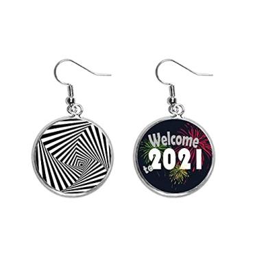 Imagem de Illusion Line Repeating Rhombus Ear Pendants Jewelry 2021 Blessing